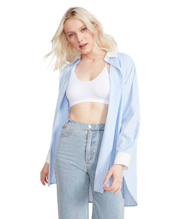 Steve Madden Oversized Button Up Topjes Dames Blauw | SM-480HY