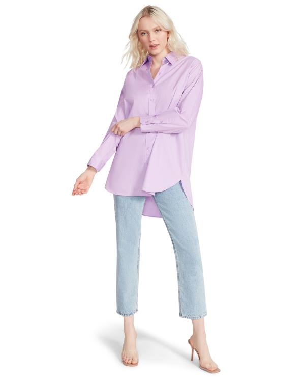 Steve Madden Oversized Button Up Topjes Dames Paars | SM-735KA