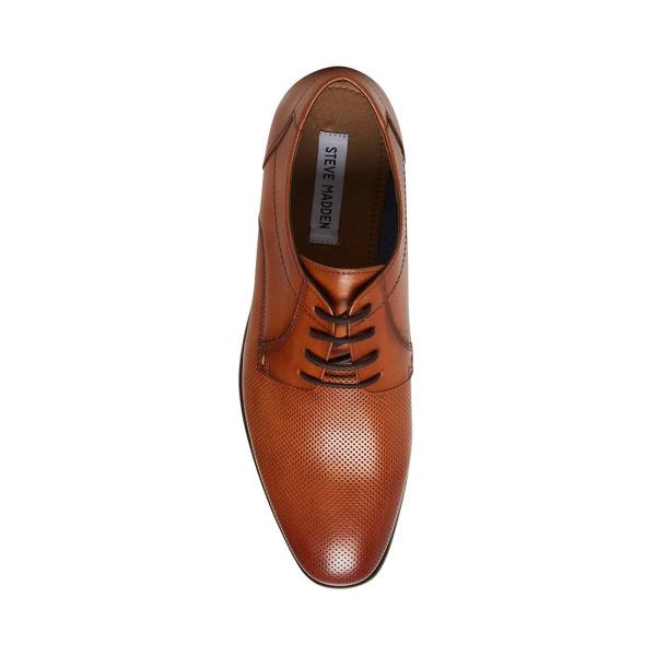 Steve Madden Perris Cognac Leren Werkschoenen Heren Bruin | SM-859LK