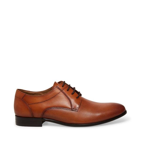 Steve Madden Perris Cognac Leren Werkschoenen Heren Bruin | SM-859LK