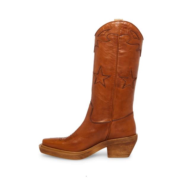 Steve Madden Peyton Cognac Leren Laarzen Dames Bruin | SM-214QX