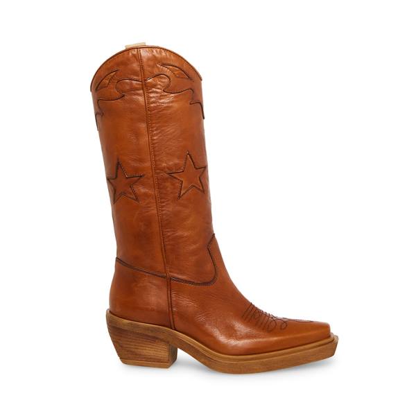 Steve Madden Peyton Cognac Leren Laarzen Dames Bruin | SM-214QX