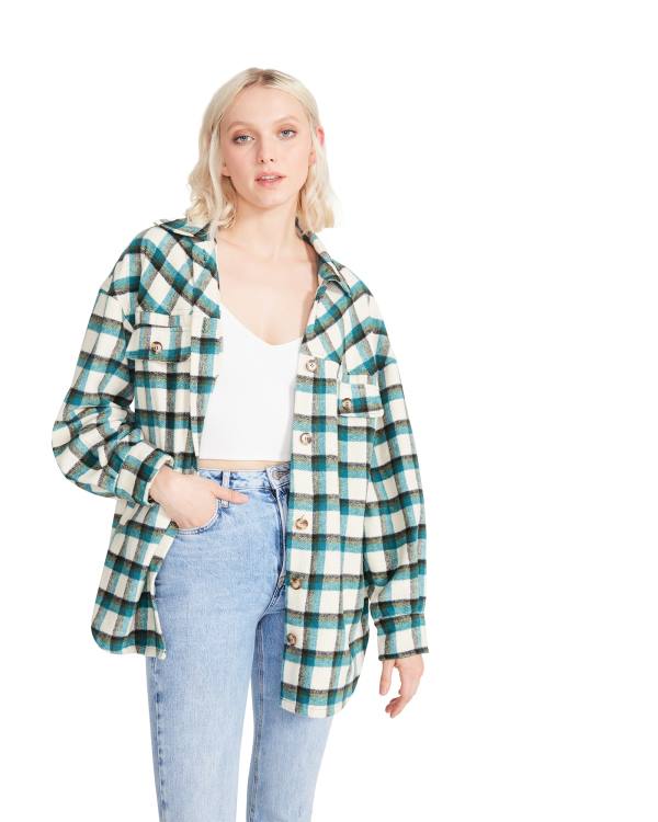 Steve Madden Plaid Button Down Topjes Dames Groen | SM-816TD