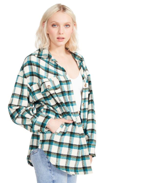 Steve Madden Plaid Button Down Topjes Dames Groen | SM-816TD