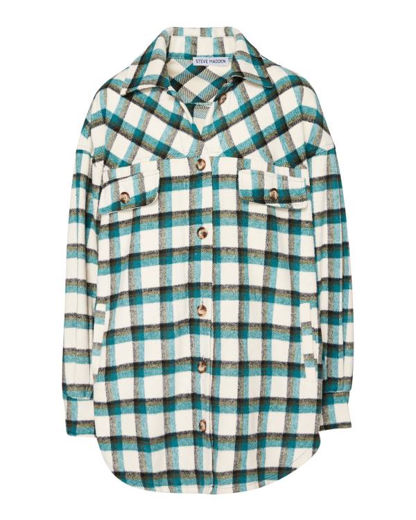 Steve Madden Plaid Button Down Topjes Dames Groen | SM-816TD