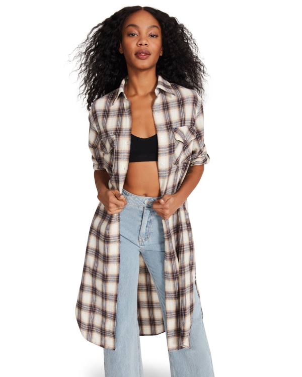 Steve Madden Plaid Duster Jassen Dames Blauw | SM-071AI