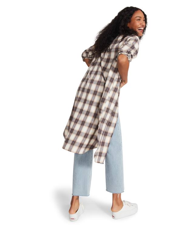 Steve Madden Plaid Duster Jassen Dames Blauw | SM-071AI