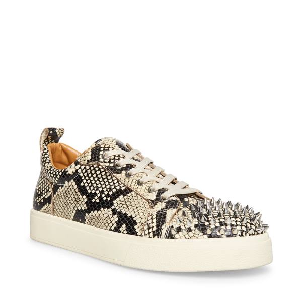 Steve Madden Portall Natural Snake Sneakers Heren Beige Slangenprint | SM-076NU