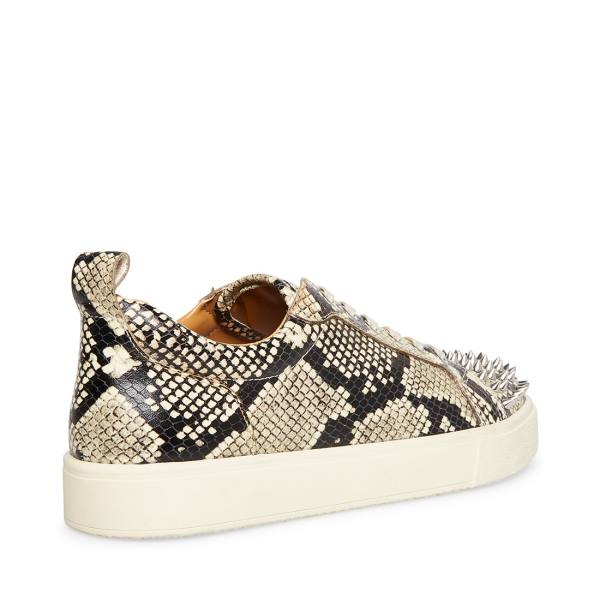 Steve Madden Portall Natural Snake Sneakers Heren Beige Slangenprint | SM-076NU