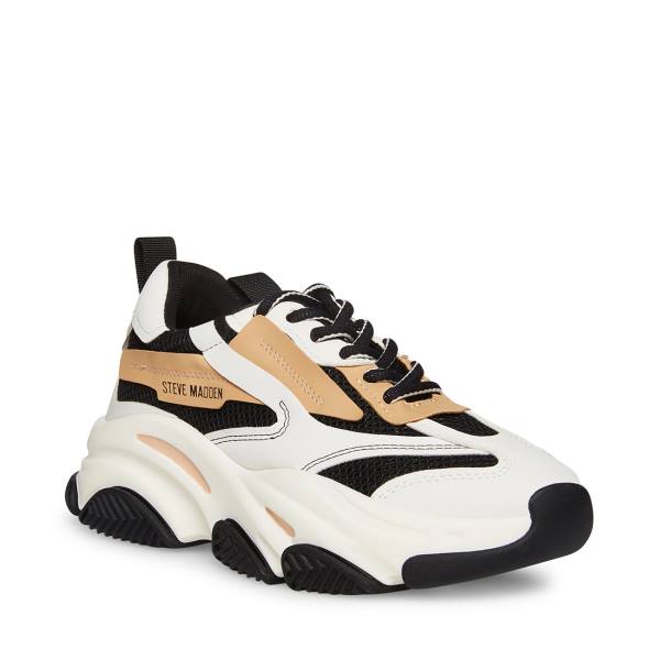 Steve Madden Possession Tan Sneakers Dames Zwart Bruin | SM-863NH