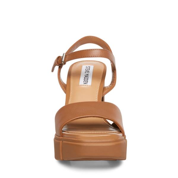 Steve Madden Rayden Tan Leren Heel Hakken Dames Bruin | SM-019QD