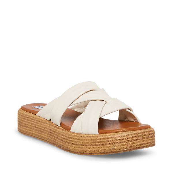 Steve Madden Salita Bone Leren Sandalen Dames Beige | SM-407CE