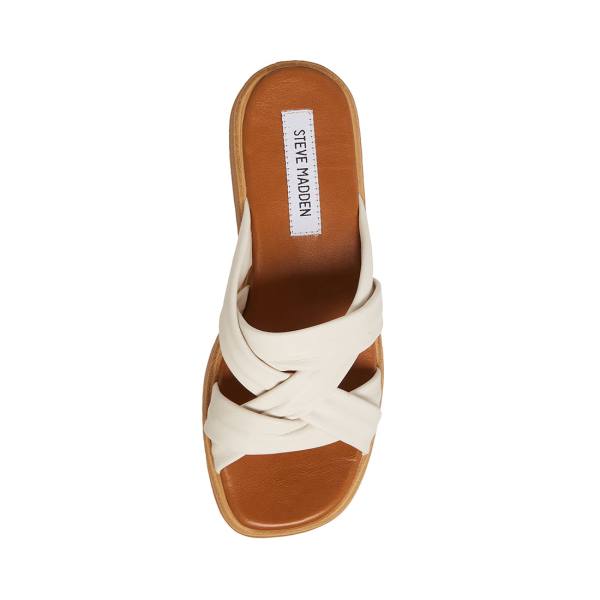 Steve Madden Salita Bone Leren Sandalen Dames Beige | SM-407CE