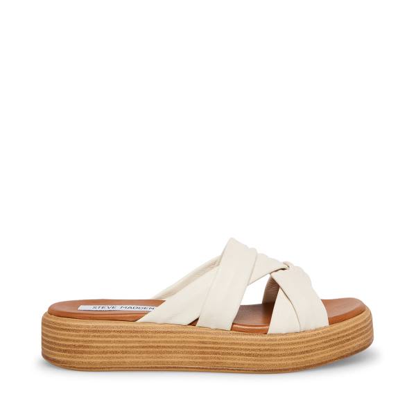 Steve Madden Salita Bone Leren Sandalen Dames Beige | SM-407CE