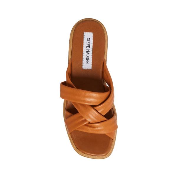 Steve Madden Salita Tan Leren Sandalen Dames Bruin | SM-397GM