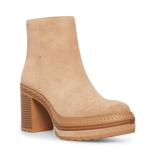 Steve Madden Shaniya Sand Suede Enkellaarsjes Dames Bruin | SM-916JM