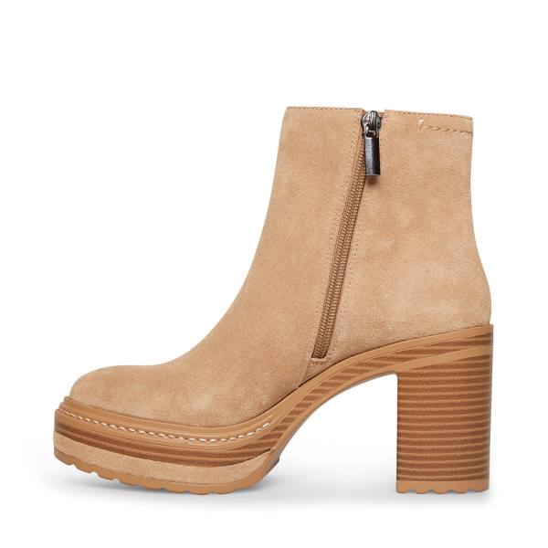 Steve Madden Shaniya Sand Suede Enkellaarsjes Dames Bruin | SM-916JM