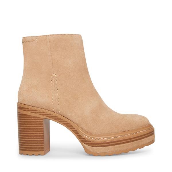 Steve Madden Shaniya Sand Suede Enkellaarsjes Dames Bruin | SM-916JM