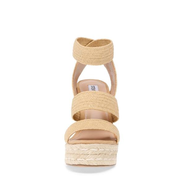 Steve Madden Shimmy Natural Raffia Sandalen Dames Beige | SM-394IZ