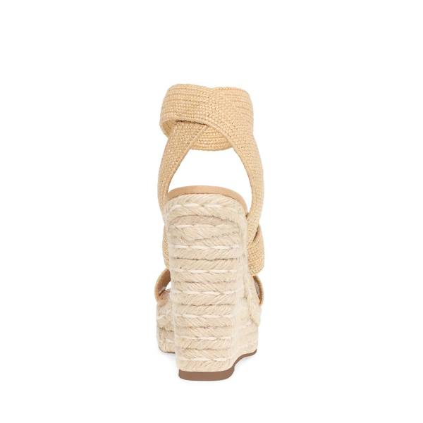 Steve Madden Shimmy Natural Raffia Sandalen Dames Beige | SM-394IZ