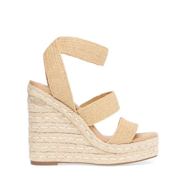 Steve Madden Shimmy Natural Raffia Sandalen Dames Beige | SM-394IZ