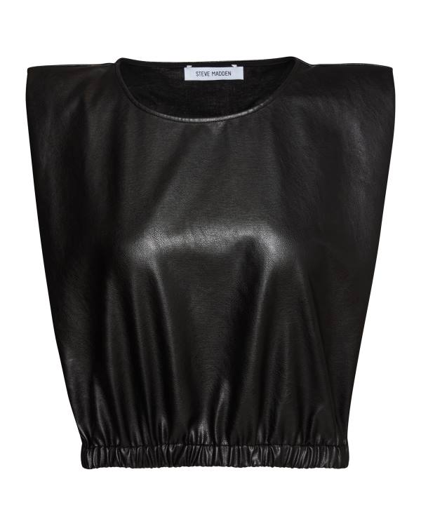 Steve Madden Shoulder Pad Cropped Tank Topjes Dames Zwart | SM-608LV