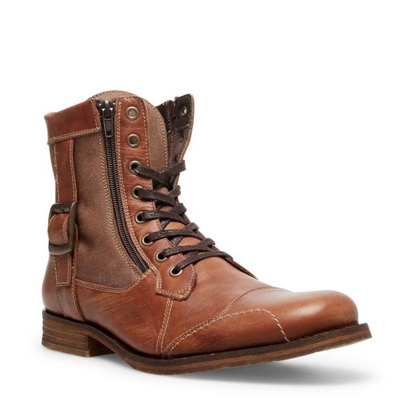 Steve Madden Sidetrack Cognac Leren Laarzen Heren Bruin | SM-847BK