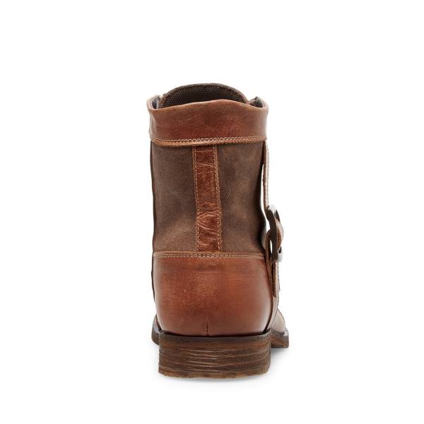 Steve Madden Sidetrack Cognac Leren Laarzen Heren Bruin | SM-847BK