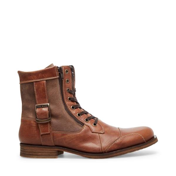 Steve Madden Sidetrack Cognac Leren Laarzen Heren Bruin | SM-847BK