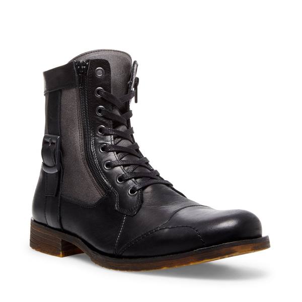 Steve Madden Sidetrack Leren Laarzen Heren Zwart | SM-140KZ