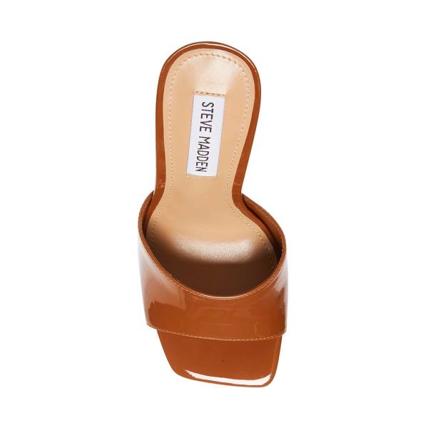 Steve Madden Signal Cognac Lak Heel Hakken Dames Bruin | SM-417AL