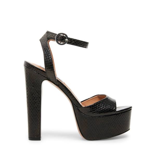 Steve Madden Skyla Snake Heel Hakken Dames Zwart Slangenprint | SM-907NB