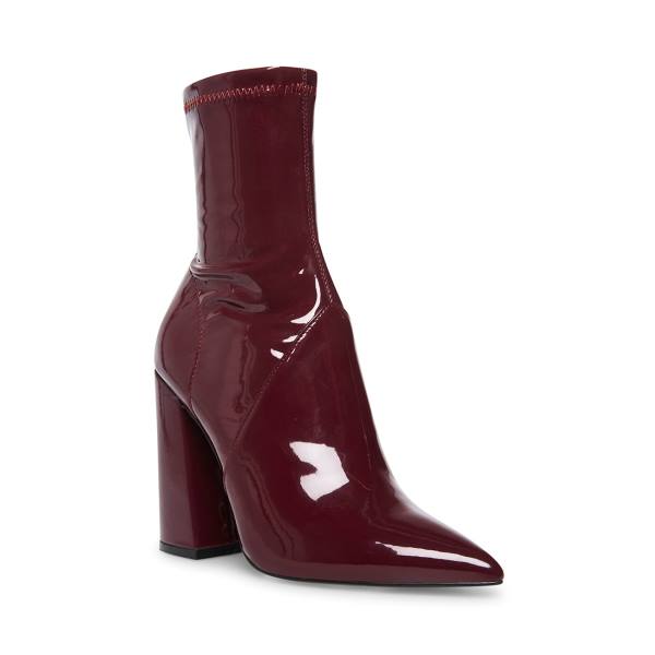 Steve Madden Slade Burgundy Lak Enkellaarsjes Dames Bordeaux | SM-691MF