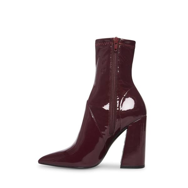 Steve Madden Slade Burgundy Lak Enkellaarsjes Dames Bordeaux | SM-691MF