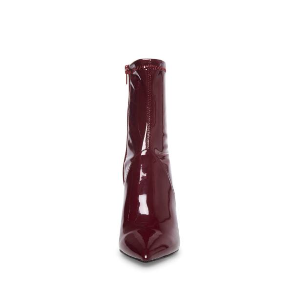 Steve Madden Slade Burgundy Lak Enkellaarsjes Dames Bordeaux | SM-691MF