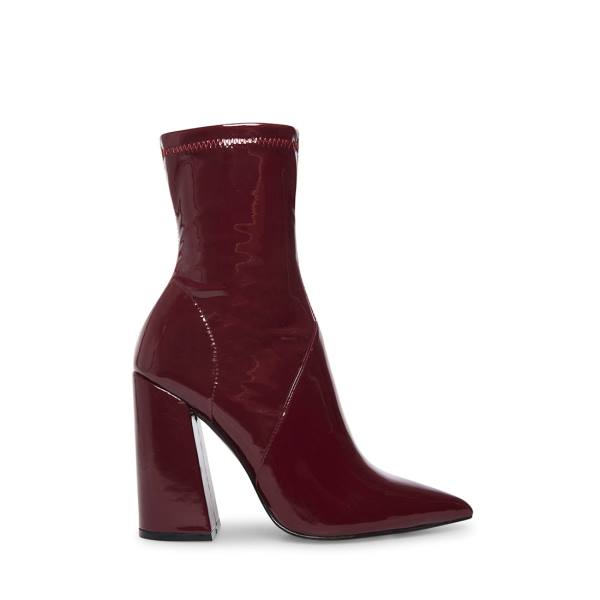 Steve Madden Slade Burgundy Lak Enkellaarsjes Dames Bordeaux | SM-691MF