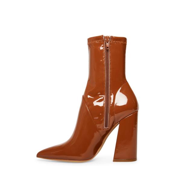 Steve Madden Slade Cognac Lak Enkellaarsjes Dames Bruin | SM-748QR