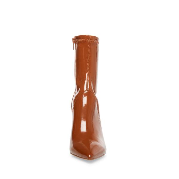 Steve Madden Slade Cognac Lak Enkellaarsjes Dames Bruin | SM-748QR