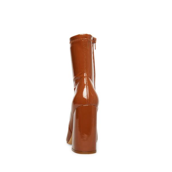 Steve Madden Slade Cognac Lak Enkellaarsjes Dames Bruin | SM-748QR