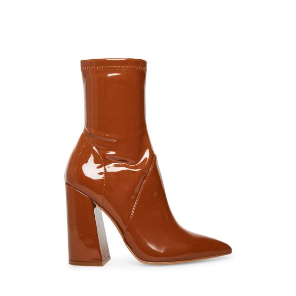 Steve Madden Slade Cognac Lak Enkellaarsjes Dames Bruin | SM-748QR