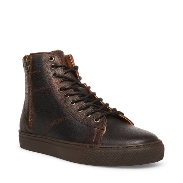 Steve Madden Slash Leren Sneakers Heren Bruin | SM-291CV