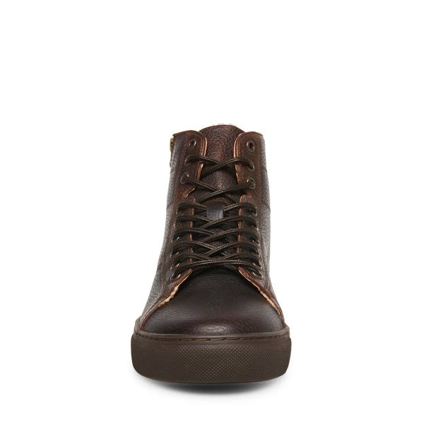 Steve Madden Slash Leren Sneakers Heren Bruin | SM-291CV