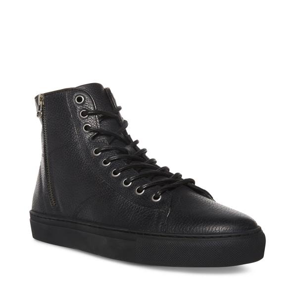 Steve Madden Slash Leren Sneakers Heren Zwart | SM-710FC