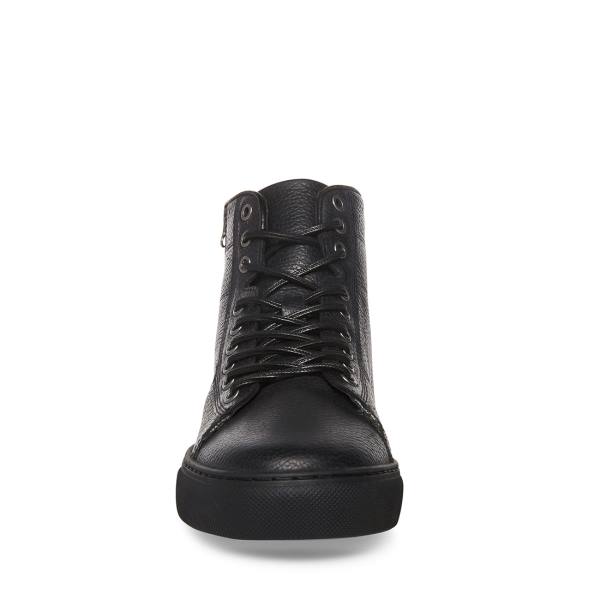 Steve Madden Slash Leren Sneakers Heren Zwart | SM-710FC