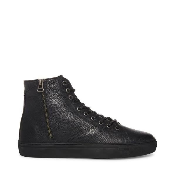 Steve Madden Slash Leren Sneakers Heren Zwart | SM-710FC