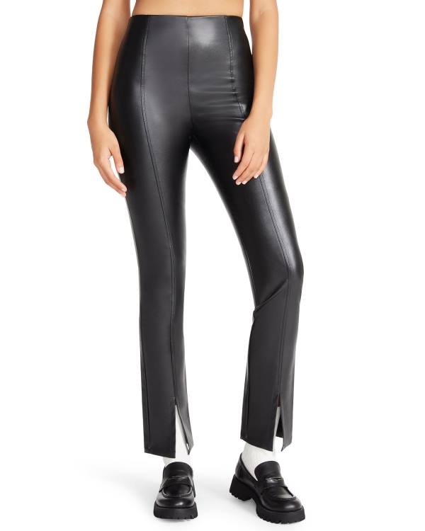 Steve Madden Slit Front Faux Leren Pant Leggings Dames Zwart | SM-931JB