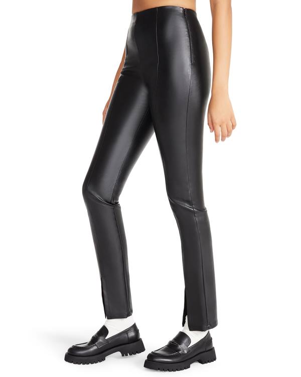 Steve Madden Slit Front Faux Leren Pant Leggings Dames Zwart | SM-931JB