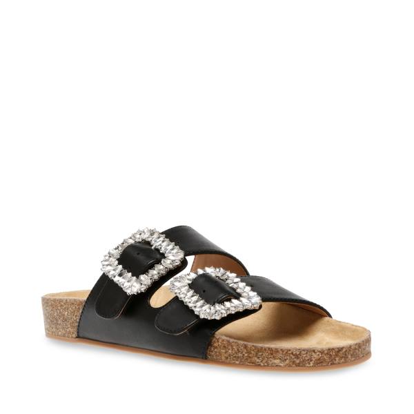 Steve Madden Somers Leren Sandalen Dames Zwart | SM-893DJ