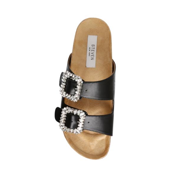 Steve Madden Somers Leren Sandalen Dames Zwart | SM-893DJ