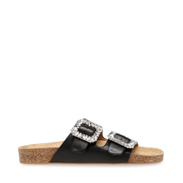 Steve Madden Somers Leren Sandalen Dames Zwart | SM-893DJ